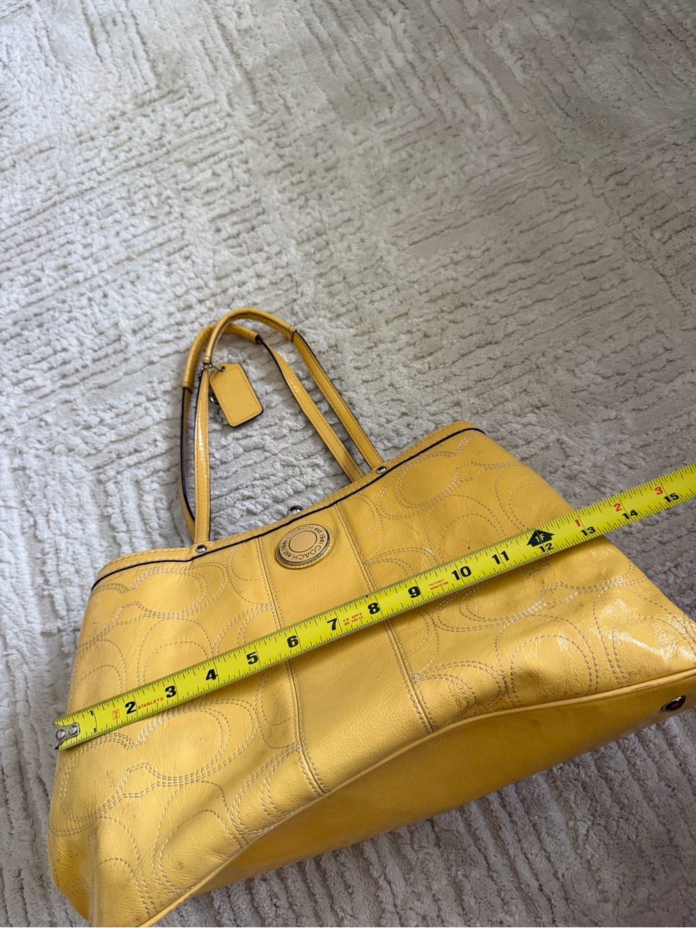 Coach y2k yellow tote patent leather kisslock purse handbag - Picture 12 of 12